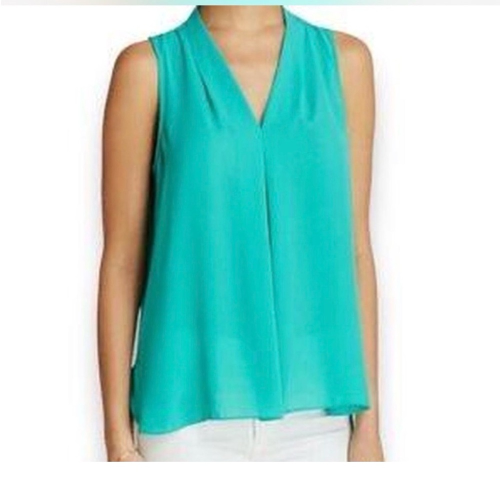 Vince Camuto Sea Foam Green Pleated Sleeveless Blouse Size Small